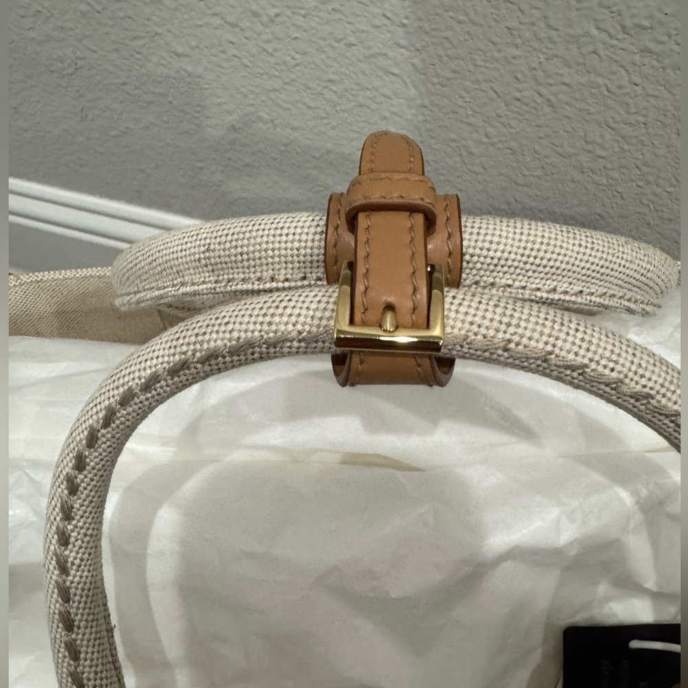 Prada Linen Canvas and Leather Large Tote handbag - Picture 4 of 7